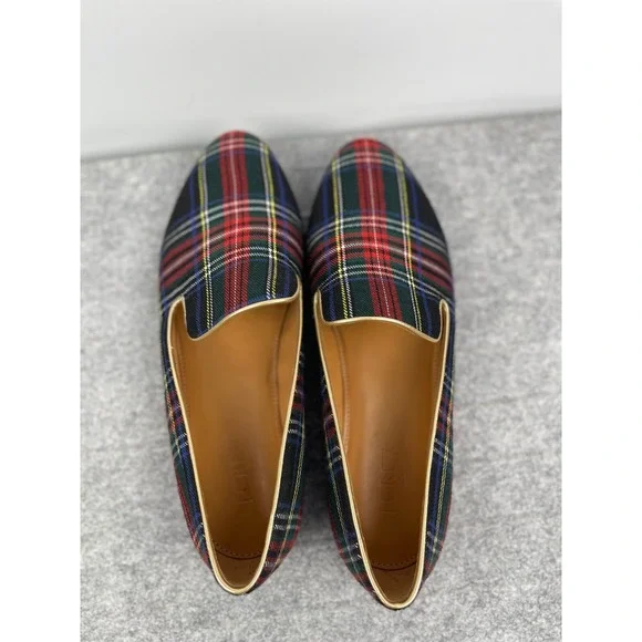 J‎ Crew Factory Plaid Flats Womens 7 Preppy Academic Tartan Slip On Shoes - Picture 10 of 15
